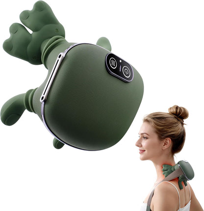 Cervical and Back Massager 4D Hand Bionic, Electric Neck Massager with 3 Intensity Levels and 2 Heat Levels, Deep Massage for Relaxing Muscles, Relieves Pain and Fatigue (Green)