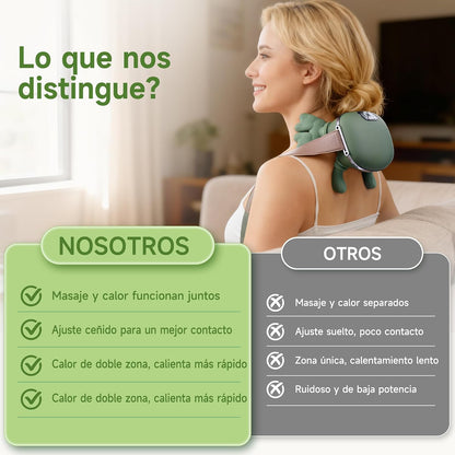 Cervical and Back Massager 4D Hand Bionic, Electric Neck Massager with 3 Intensity Levels and 2 Heat Levels, Deep Massage for Relaxing Muscles, Relieves Pain and Fatigue (Green)