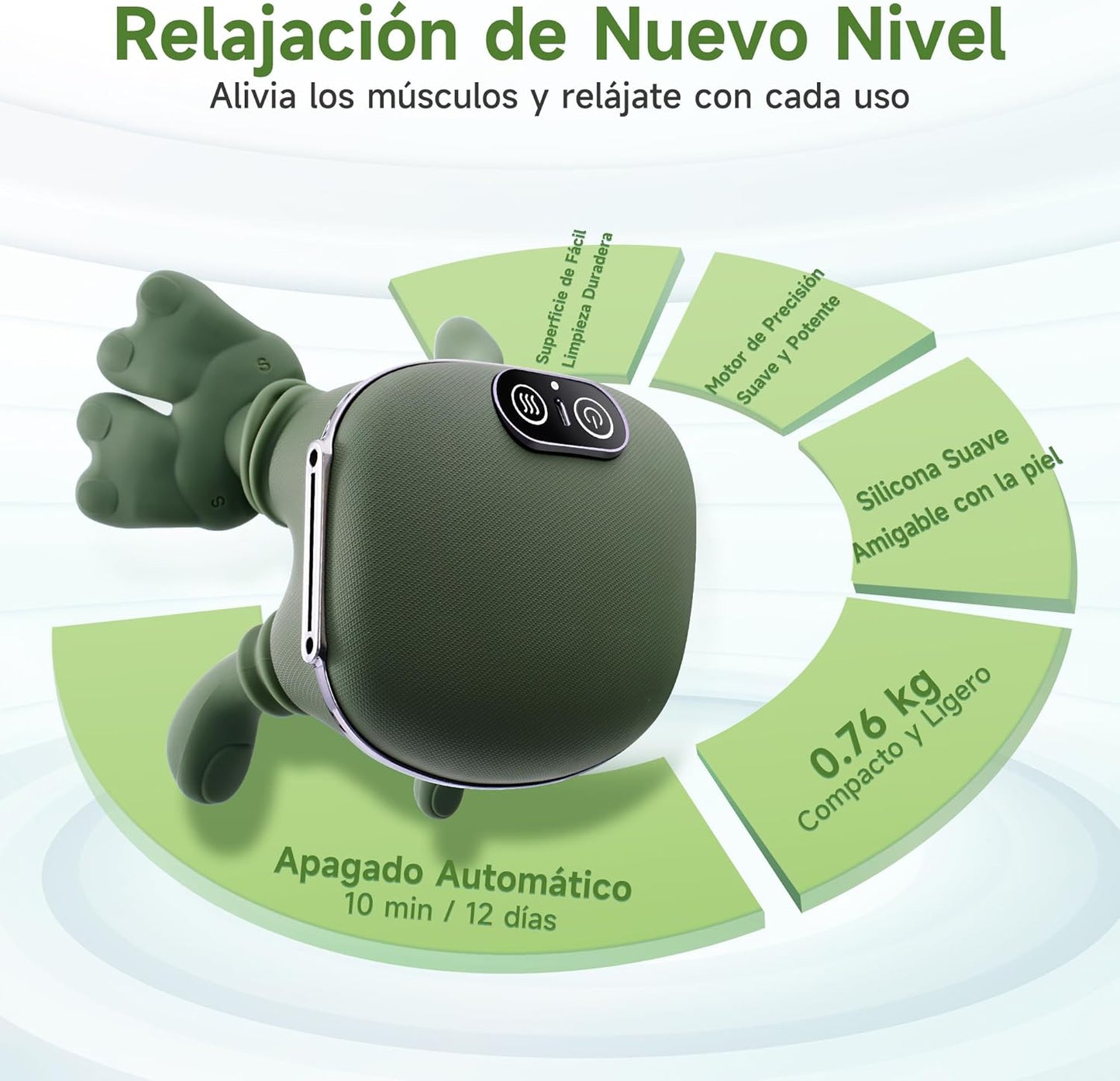 Cervical and Back Massager 4D Hand Bionic, Electric Neck Massager with 3 Intensity Levels and 2 Heat Levels, Deep Massage for Relaxing Muscles, Relieves Pain and Fatigue (Green)